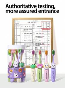 8 pièces Brosse à dents pour enfants à motif animal, soies souples pour la protection des gencives, convient aux nourrissons et aux tout-petits, décorations interchangeables de têtes d'animaux
