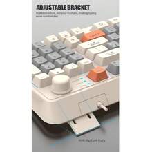 XUNFOX 1 pieza Teclado con cable, teclado mecánico con iluminación de tres colores para juegos, con perilla de ajuste de volumen y teclas de conmutación, apto para escritorio y portátil - Ver 11