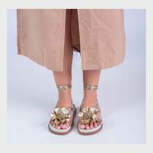 Women Flat Sandals - Vàng - Xem 3