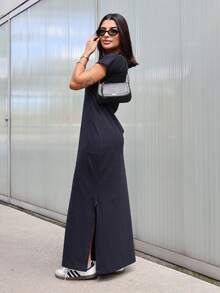 Long Cotton Dress My God Is Alive Evangelical Christian - 黑色 - 查看 3