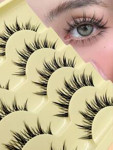 Asiteo 5 Pairs Cartoon Cosplay Eyelashes, 3D Natural Full Strip Transparent Band False Lashes For Costume Dance Performance, Daily Wear & Makeup - Lông mi Manga nhọn - Xem 3