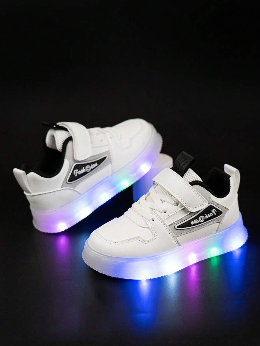1 Pair Unisex Kids Shoes With LED Lights, Casual Sports Sneakers, Lightweight, Non-Slip, Durable, Suitable For Spring, Summer, Autumn & Winter