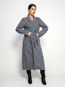 Elegant Double-Pocket Coat HF-SBT-005 - Xám - Xem 1