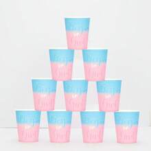 10个/20个/50个粉色和蓝色纸质派对杯性别揭秘派对纸杯，适用于果汁咖啡热饮冷饮性别揭秘派对用品 - 彩色 - 查看 7