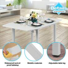 Jooli H Folding Dining Table, Drop Leaf Extendable Kitchen Table For Small Spaces, Seats 2-6 People, Grey, 120x70x76cm - Grey - View 5