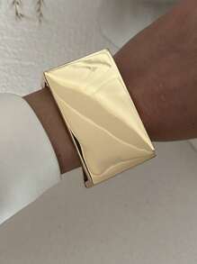 Retro Punk Gold Metall Armband, modisches Hip-Hop kreisförmiges geometrisches breites Armband, Handgelenksschmuck
