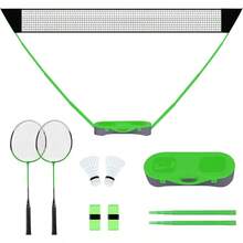 Portable Badminton Net Set With Freestanding Base 2 Badminton Rackets 2 Shuttlcks And 1 Net For Outdoor Indoor Sports Easy Setup Net - Green - View 1