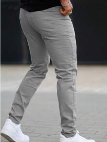 SANOPY Mens Jeans Skinny Stretch Premium High Rise Jeans Expandable Waist - Màu Xám nhạt - Xem 6