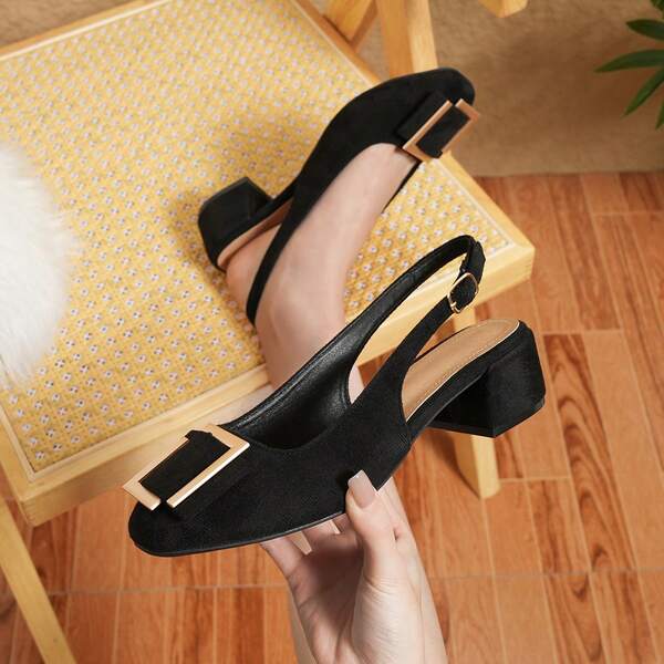 Square Toe Bowknot Chunky Heel Peep Toe Sandals For Women