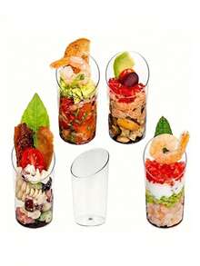 10pcs/20pcs/30pcs/40pcs Round Slanted Mousse Cups, Transparent Pudding Cups For Party, Wedding, Catering, Ice Cream, Dessert, Appetizer Cups, Suitable For Party, Wedding, Catering, Ice Cream, Fruit, Milk, Pudding And Food Containers, Kitchen Supplies - Clear - View 9