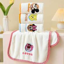 Disney 1pc Mickey Minnie Coral Fleece Towel Set, Absorbent Quick-Dry No Shedding, Cartoon Embroidered Home Use
