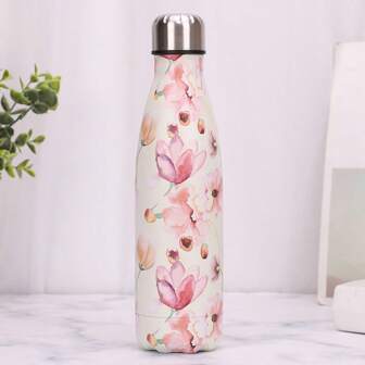 1pc 304 Stainless Steel Vacuum Insulated Water Bottle 500ml/17oz, Cola Bottle Design, Suitable For Home, Outdoor, Yoga, Sports