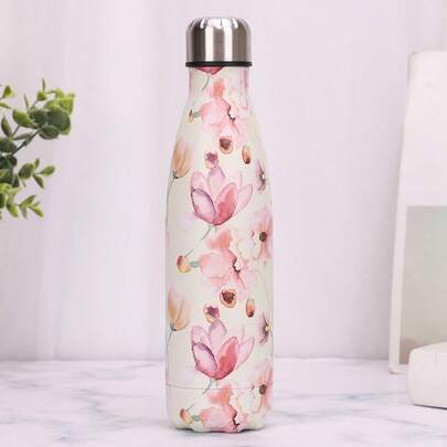 1 pezzo Bottiglia d'acqua termica da 500ml/17oz in acciaio inossidabile 304, design a forma di bottiglia di cola, adatta per casa, esterno, yoga, sport