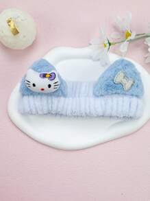 Sanrio 1pc Hello Kitty Kawaii Spa Headband - Soft Fluffy Hair Band For Women, Cute Makeup Headband For Skincare, Washing, Party & Shower (Sanrio Collection) Turban Headband Sweatband