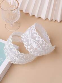 2pcs/Set Oversized & Wide Embroidered Floral Lace Headband, Versatile & Suitable For Daily Use For Women,Hairband,Hair Hoop Headbands - Multicolor - View 2