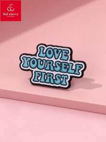 1pc "Love Yourself First" Zinc Alloy Badge For Kids, Expressing Self-Love Priority, Decorative And Meaningful For Everyday Wear - LOVE YOURSELF FIRST - View 5