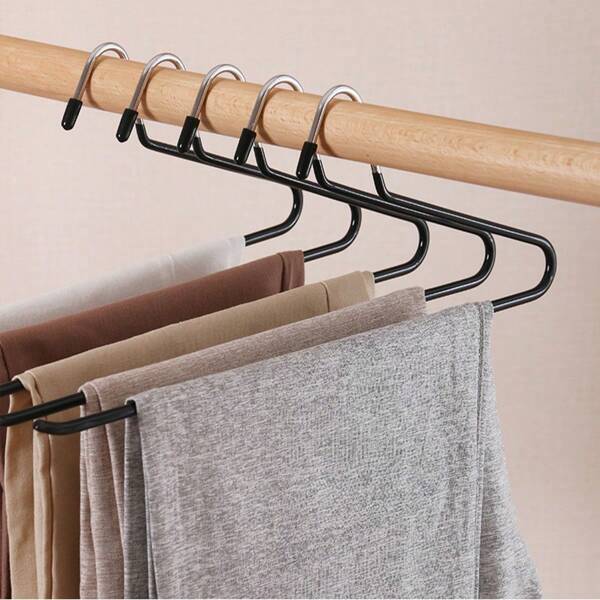 10pcs/5pcs Z-Shaped Pants Clips, Goose Type Heavy Duty Stainless Steel Clothes Hangers, Non-Slip And Seamless Hangers For Home, Wardrobe, Bedroom, Closet, Dorm, Retail Store, All Seasons