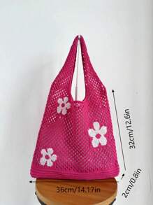 Women Hollow Woven Tote Bag, Suitable For Daily Shopping, Casual Crochet Handbag, Fashion Beach Bag, Multifunctional Knitted Hobo Bag, Large Capacity, Summer Essential, Perfect For Holiday And Vacation, Lightweight, Portable, Suitable For Teenage Girls, College Students, Outdoor, Travel, Christmas Gift, Beach Bag, Summer, Travel Essentials