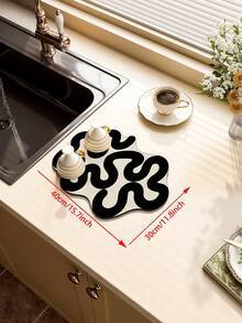1 tấm thảm Diatomite đa năng màu đen trắng, khả năng thấm hút nước tốt, chống mài mòn, thiết kế sọc bất đối xứng, có thể dùng làm thảm phơi bát đĩa, thảm thoát nước mặt bàn bếp, đế lót ly, thảm cho thú cưng. - đen và trắng - Xem 14