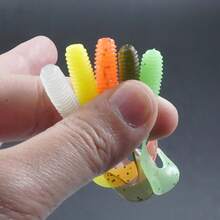 50 件仿生软虫鱼饵、卷尾蛆、PVC 卷尾鱼饵、无铅淡水和咸水人工鱼饵