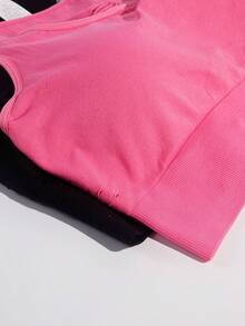 2件套加大码女式无缝针织舒适易穿可拆卸罩杯运动文胸