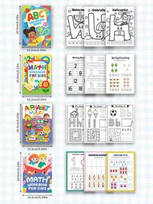 Kit d'apprentissage préscolaire 5 EN 1 pour les 3-6 ans Cahier de traçage de l'alphabet + Exercices de mathématiques et livre de jeux bonus Jouets éducatifs pour tout-petits pour la pratique de l'écriture (ABC et 123), Fournitures scolaires / Cadeau d'apprentissage de bienvenue - couleur - Voir 14