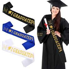 10pcs/5pcs/1pc Class Of 2025 Graduation Sash With Ribbon Straps, "I GRADUATED" Adult Graduation Party Decor - Multicolor - View 2