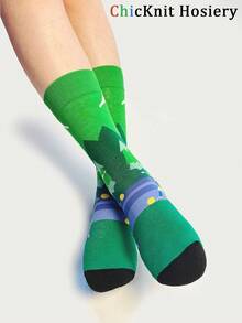 1 Pair Unisex Fashionable Outdoor Sport Mid-Calf Socks, Comfortable Breathable Soccer Player Pattern, Versatile &