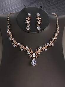 4 件套女士新娘婚礼金皇冠项链耳环精美婚礼派对配饰套装 - 生日派对、选美比赛、舞台表演、皇冠耳环、项链、头饰 - 銀色 - 查看 5