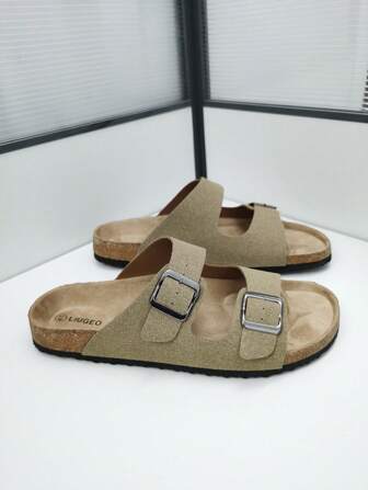 Men's Fashion Cork Sole Comfortable Sandals, Slip-On Mule Slippers, Summer Outdoor Beach Walking Flip Flops, Unisex Couples Shoes