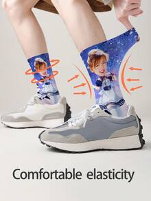 1 Pair Custom Face Socks, Custom Photo Sock, Custom Printed Socks, Personalized Funny Face Socks, Custom Picture Socks, Put Any Face On The Socks, Anniversary Gift, Valentine Gift, Birthday Gift, Wedding Gift - Multicolor - View 3