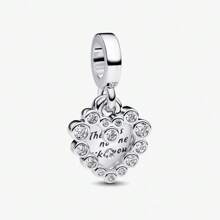 1 Golden Mother's Love Charm Duo, Butterfly Pendant Silver Plated Charm Fit Bracelet Necklace DIY Jewelry Gift