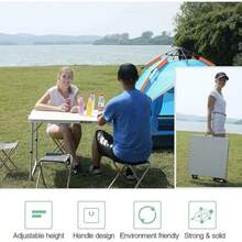 Royalswill Aluminum Foldable Table 120cm W/3-Level Height & Handle, Portable 4ft Camping Desk For Indoor/Outdoor - White - View 7