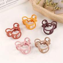 10pcs Korean Internet Celebrity Bear Rubber Hairpin Hair Bun Elegant Temperament Back Of The Head Grab Hair Cute Cartoon Solid Color