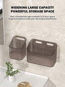 2PCS NO DRILL BATHROOM WALL MOUNTING SHELF - Space-Saving, Easy-To-Install Organiser For Bathrooms And Kitchens, Plastic Storage, Suitable For Toiletries And Cosmetics Back To School