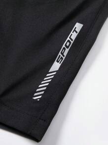 3-Counts Men's Summer Thin Ice Silk Quick-Dry Bermuda Shorts With Loose Straight Fit And Brand Logo Print