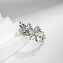 1 pieza Anillo de plata de ley S925 con diseño de flor de moissanita de 1.0 ct, adecuado para uso elegante, encantador, diario, boda, propuesta, fiesta, confesión, banquete, cumpleaños, festival de música, regalo, aniversario, Día de la Madre, peso 7g