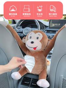 1pc Paper Towel Box For Both Home And Car, Car Mounted Cartoon Storage, Car Interior Decoration, Cute Children's Monkey Paper Towel Draw