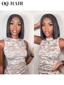 OQ Hair Wear & Go Glueless Wig Straight Bob 6x4 HD Lace Closure Wig Human Hair Wig Glueless Wear Go Wigs 180% Density 12-14 Inch Pre-Cut & Pre-Plucked Unprocessed Human Hair Wigs Natural Color Hairline Daily Use For Women Hollween Costumes For Women Green Disfraz Halloween Mujer Accesorios Para El Pelo Costume Travel Essential Costumes For Woman Gold Heels Gifts For Women - SNatural - View 5