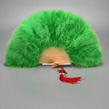 1pc Full Feather Thickened Women's Feather Fan, Adult Runway Performance Dance Folding Fan, Synthetic Feather Folding Wedding Fan Decoration Fan - Multicolor - View 4