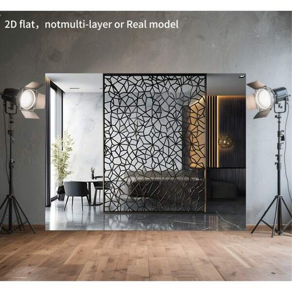 1 peça de fundo fotográfico para divisória de ambiente geométrico moderno - estampas vazadas em preto e dourado, perfeito para fotografia de festas, decoração de festas interna/externa, design contemporâneo para casa, decoração externa | Design geométrico | Tecido leve, linda decoração de ambiente