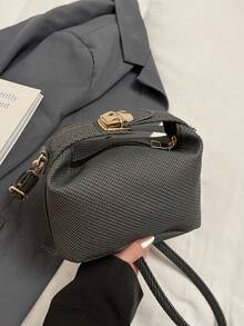 Koreanischer Stil Sommer Lock Mini Tasche für Damen, Lässig Handtasche, Umhängetasche, Umhängetasche - Schwarz - Übersicht 2
