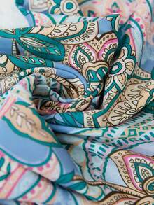 Women's Cream Yellow Ditsy Floral Camisole Top And Long Pants 2 Pieces Set, Vacation Style, Suitable For Graduation, Independence Day - Blue - View 5