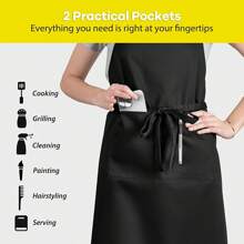 1pc Plus Size Bib Apron, Oversized Adjustable Men Women Chef Apron With 2 Pockets, Suitable For Indoor & Outdoor Cooking, Kitchen Use