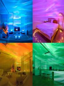 1 件极光投影仪灯，14 种照明模式，2 合 1 LED 星空投影仪带遥控器，星云灯，台灯，遥控北极光投影仪，适用于办公室、游戏室/卧室/天花板/派对室/家庭影院/生日/派对夜灯投影仪 - 彩色 - 查看 10