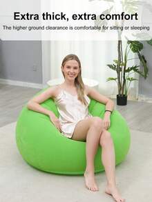 新款充气毛绒沙发适合懒人可折叠脚踏沙发床户外便捷躺椅带脚凳热销 - 彩色 - 查看 15