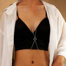 MONALLY 1件不锈钢性感时尚夏季沙滩比基尼文胸链腰链波西米亚风身体饰品，母亲节礼物，夏季度假旅行沙滩派对 - 銀色 - 查看 6