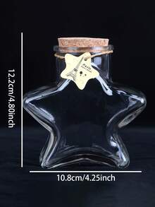 1pc Lucky Star Wishing Bottle With Wooden Cap, Glass Bottle Drifting Bottle, Holiday Gift, Origami Stars, Pentagram Storage Wish Bottle - Multicolor - View 6