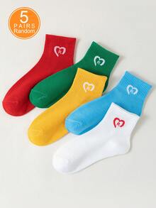 5/10 Pairs Random Women Heart & Letter Print Solid Color Low Vamp Short Socks, Fashionable Versatile Minimalist Comfortable Breathable, Suitable For Spring/Summer/Autumn Daily Use - Multicolor - View 9
