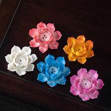 1pc Ceramic Lotus Flower Incense Burner, Incense Holder, Floral Aroma Diffuser, Spiritual Relaxation Home Decor, Suitable For Home, Office, Bedroom, Living Room, Multiple Colors Available - Lotus Incense Holder - View 7